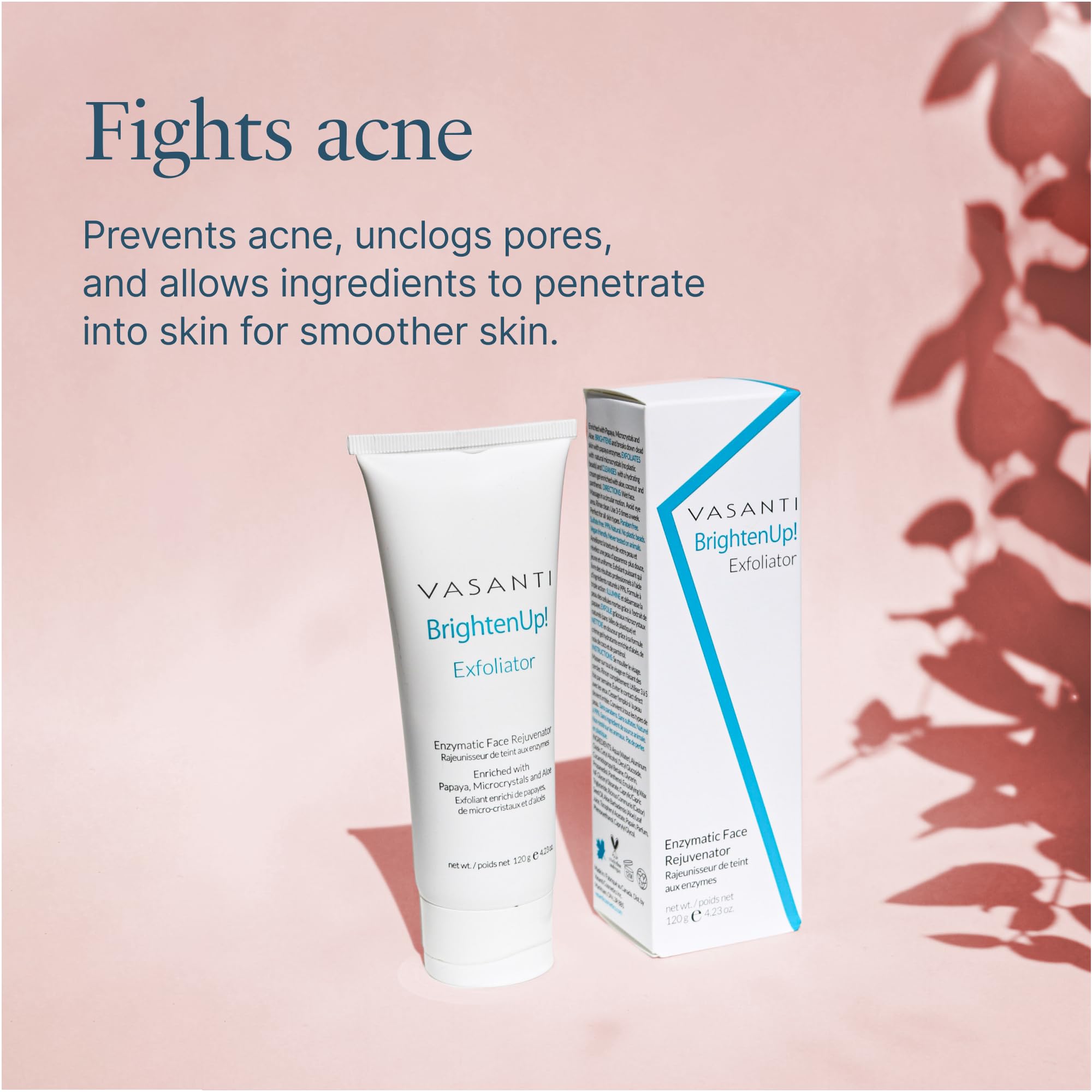 VASANTI Brighten Up! Enzymatic Face Rejuvenator (20g) - Gentle Scrub Brightens Exfoliates Cleanses Skin Paraben-Free Vegan Friendly Skincare